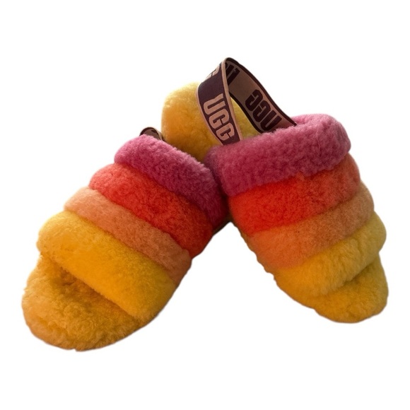 UGG Vibrant Striped Fluffy Slippers - Picture 2 of 8
